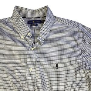 Ralph Lauren Mens XL Button Down Shirt Black White Micro Check Cotton Stretch